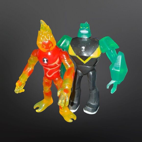 Ben 10 Alien Diamond Head & Heat Blast Figures 5” A30 - Picture 3 of 4